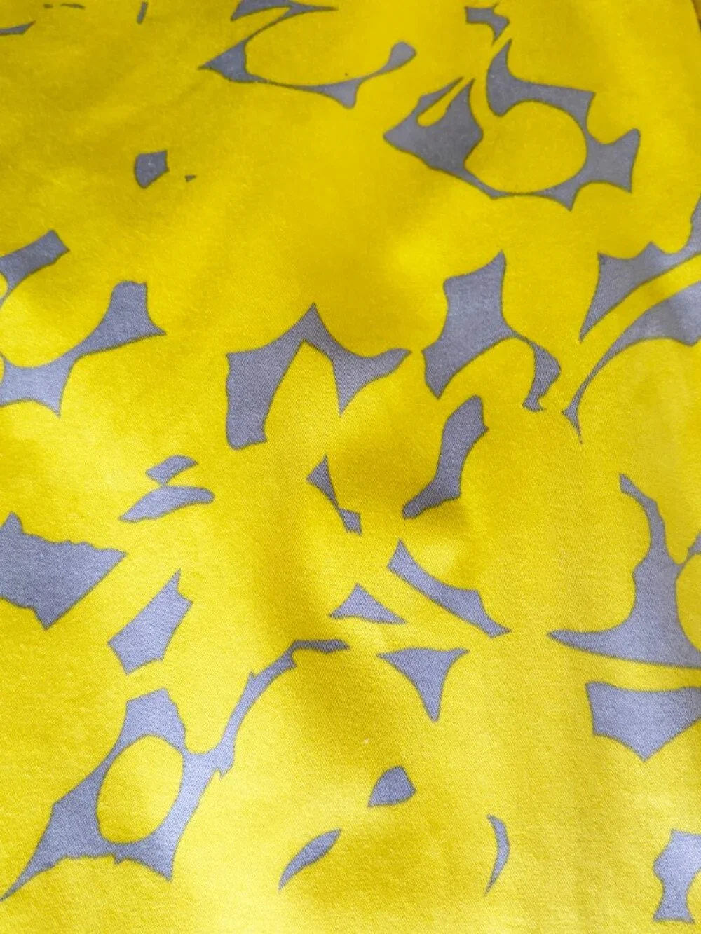 J.CREW Yellow & Grey Gladiola Floral Stretch Cotton Pencil Skirt size 10